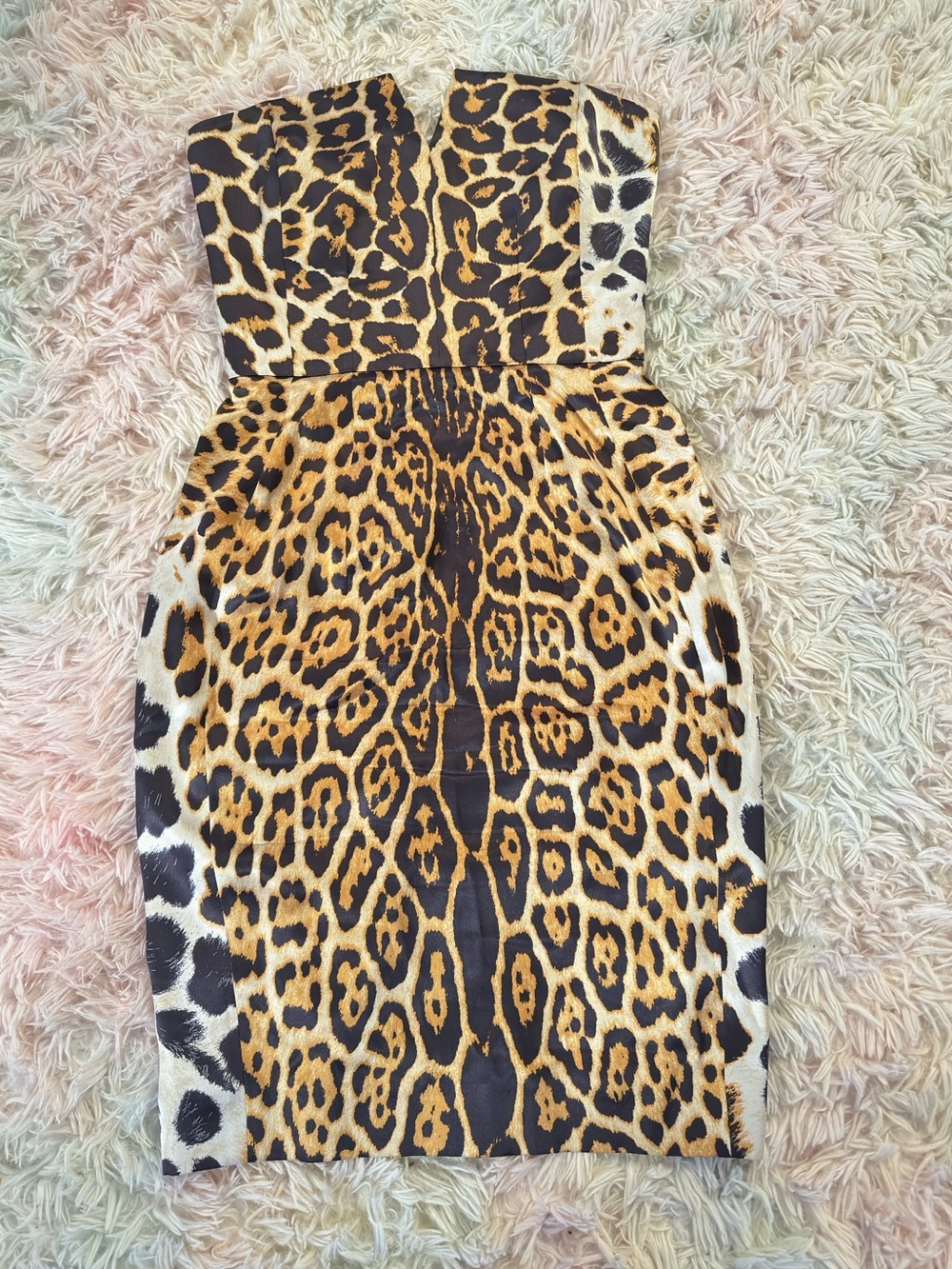 Yves Saint Laurent Vintage Leopard Print Strapless Dress Size 38 - Picture 6 of 16